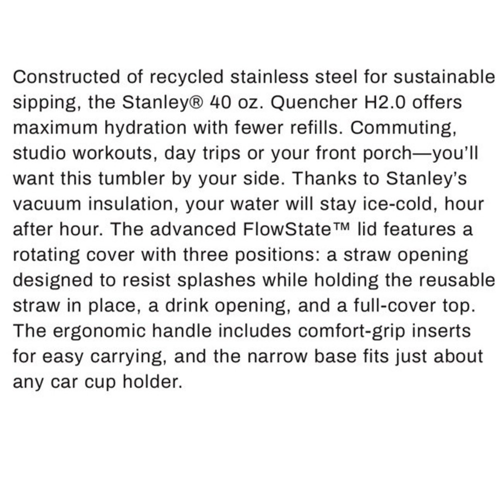 New Stanley Quencher H2.0 40oz Flowstate Quencher Tumbler Blue Azure Reverb - Picture 4 of 5